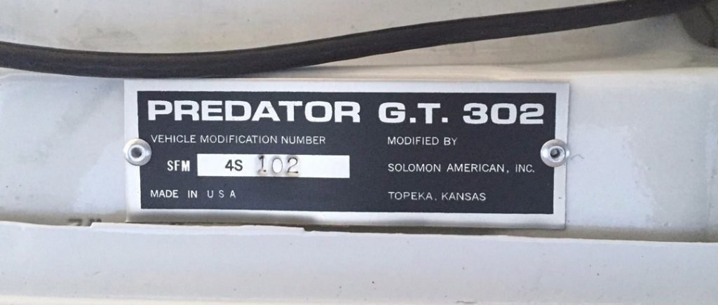 Predator G.T. 302 name plate