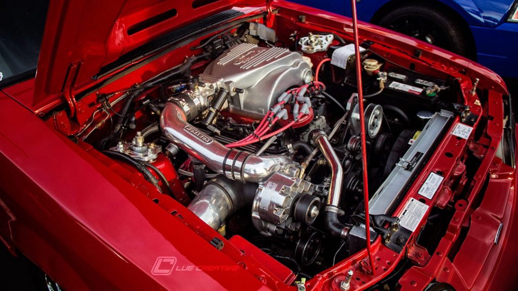 Supercharged fox Mustang engine bay