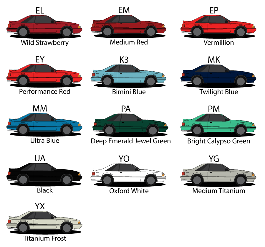 1992 fox body color codes