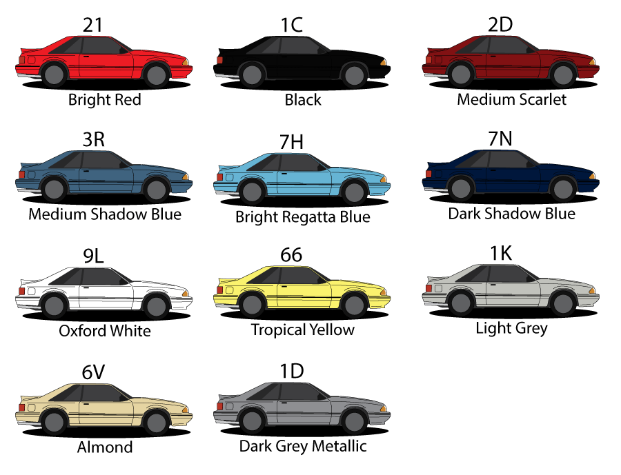 1989 fox body color codes